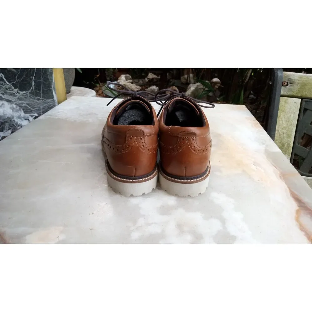Rockport Men's Marshall Wingtip Oxford Cognac Leather Men's Size 9M